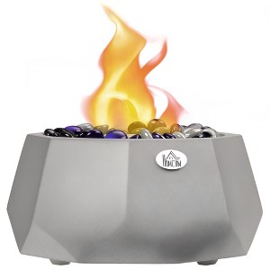 HOMCOM Concrete Tabletop Fireplace, 9" Portable Fireplace with Lid for Indoor and Outdoor, 0.1 Gal Max 215 Sq. Ft., Burns up, Light gray - 1 of 4