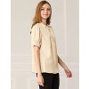 Allegra K Women's Work Office Half Placket Ruffled Puff Sleeve Blouse - 4 of 4