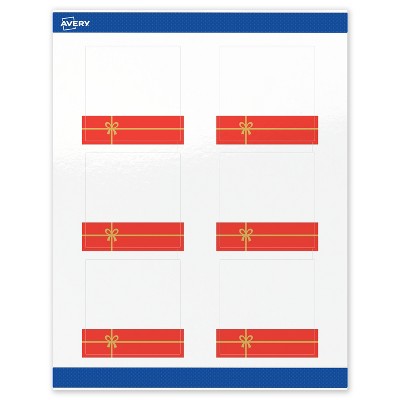 Avery Labels, 3" x 3", Gold-Red Gift, Glossy, 60ct