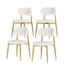 Gulches Set of 2 Mid-Century Dining Chairs - White Velvet Upholstered, Curved Backrest, Gold Metal Legs, 250 lbs Capacity for Dining/Kitchen - 4 of 4