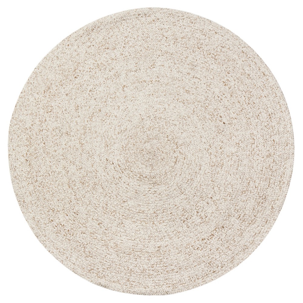 Light Cream Solid Braided Round Area Rug 6' - Anji Mountain
