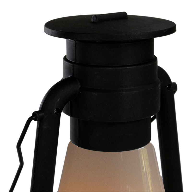 Northlight 12" Black Battery Operated Faux Flame LED Hurricane Lantern, 3 of 6