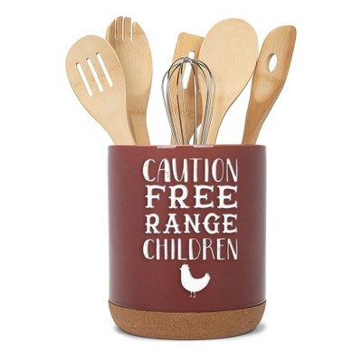Elanze Designs Free Range Children Red X-Large Cork Bottom Kitchen Utensil Holder
