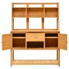 Garden Potting Bench with Hutch, 50.2" Fir Wood Gardening Workstation with Adjustable Shelves, Outdoor Planting Table for Backyard Balcony - 2 of 4