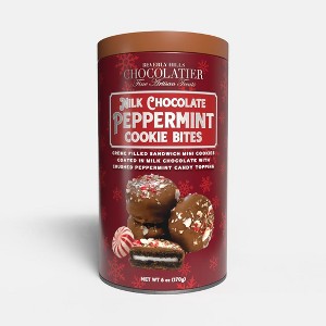 Beverly Hills Chocolatier - Milk Chocolate Peppermint Cookie Bites - 6oz - Decorative Round Tin - 1 of 3