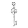 Black Bow Jewelry 14k White Gold Polished 3D Key with Triple Heart Pendant, 9mm - 4 of 4
