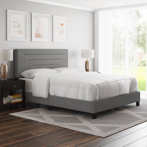 Twin Luca Upholstered Bed Gray Linen - Eco Dream : Target