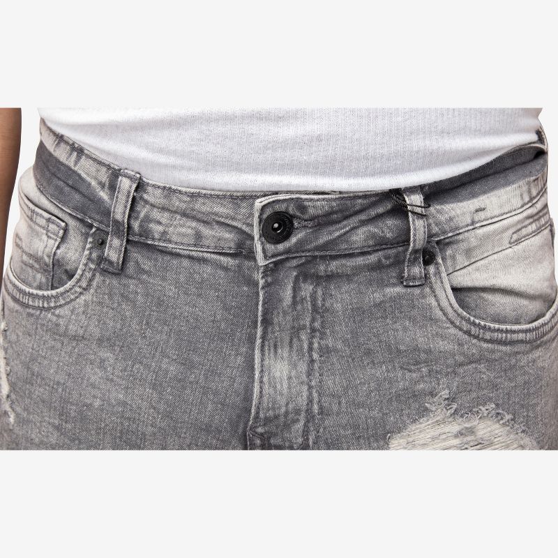 RAW X Men's Denim Shorts, Rips Distress Frayed Cut Off Slim Fit Jeans Short, 4 of 6