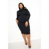 Slickblue Knot Detail Bodycon Sweater Dress, Warm & Stylish Winter Wardrobe Essential, Black/Ivory, Size 1XL-3XL - 2 of 4