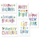 48 Pack of Christmas Winter Holiday Family Greeting Cards - Bright Christmas Saying's Designs - Boxed with White Envelopes Included - 4.5 x 6.25"