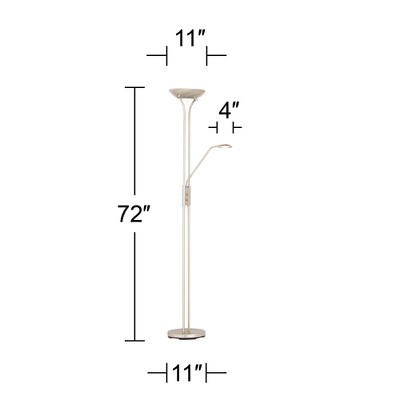 Adjustable Brushed Nickel Torchiere Floor Lamp with White Diffuser