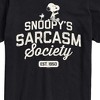 Men's - Peanuts - Snoopy Sarcasm Society Short Sleeve Graphic T-Shirt - 2 of 4