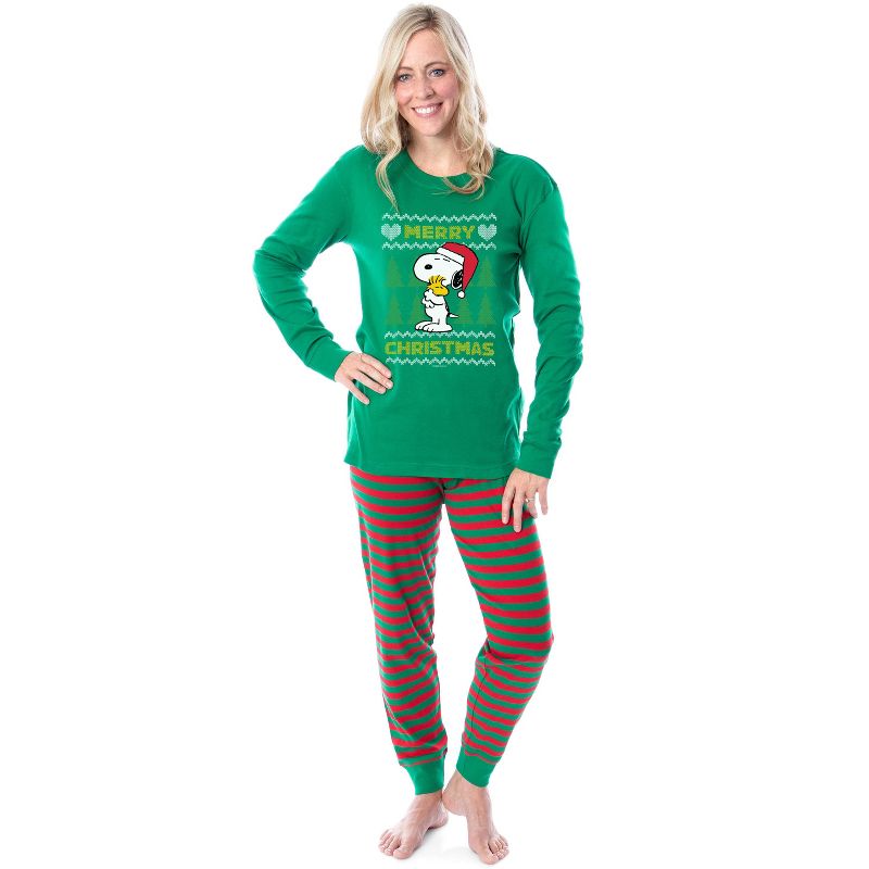 Peanuts Christmas Ugly Sweater Tight Fit Cotton Family Pajama Set, 2 of 5