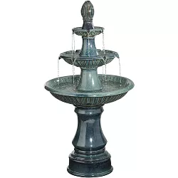 John Timberland Outdoor Floor Water Fountain with Light LED 46" High Three Tier for Yard Garden Patio Deck Home