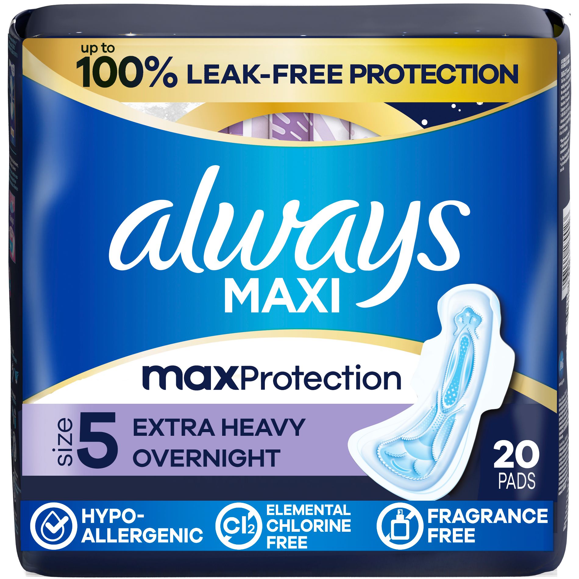 Always Maxi Extra Heavy Overnight Pads - Size 5