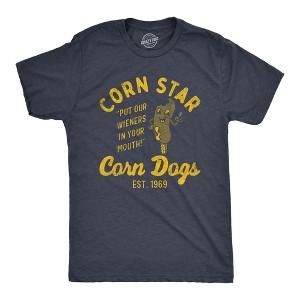 Mens Corn Star Corn Dogs T Shirt Funny Hot Dog Adult Joke Tee For Guys - Crazy Dog Men's T Shirt - 1 of 4