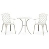 vidaXL 3 Piece Patio Bistro Set - Weather-Resistant Cast Aluminum Garden Furniture - White Industrial Style Outdoor Dining Set - 2 of 4
