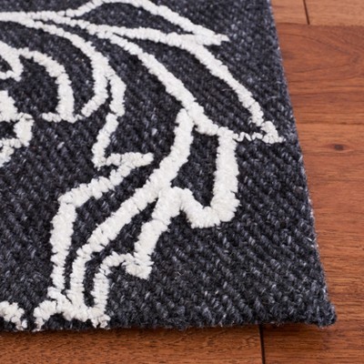 Marbella Black and Ivory Floral Hand Tufted Area Rug, 3' x 5'