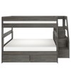 Modern Farmhouse Queen Over Queen Bunk Bed With Staircase and Storage Drawers - 3 of 4