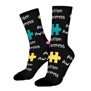 Autism Awareness Women Printed Crew Socks Funny Funky Socks Soft Polyester Novelty Gifts for Artists Men - 1 of 1