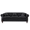 GDFStudio Edgar 85.8'' Mid-Century Modern Chesterfield 3-Seater Rubberwood Faux Leather Upholstered Tufted Storage Sofa - 4 of 4