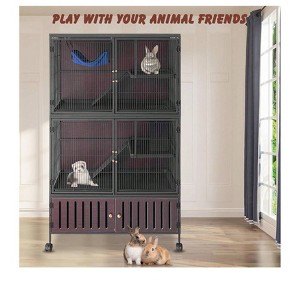 Home Spacious 5-Level Ferret Cage With Locker - 59" H Rolling Pet House For Guinea Pigs, Rabbits, Chinchillas, And More - Includes Removable Ramps, D - 1 of 4