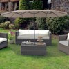 15ft Large Crank Outdoor Double-Sided Rectangular Umbrella for Pool, Garden, Patio, Lawn, Market with Base - 3 of 4