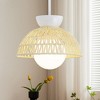 KAISITE 11.8in Rattan Pendant Light with Frosted Glass Globe & Brass Canopy - Boho Coastal Kitchen Island Dining Room Hanging Light - 2 of 4