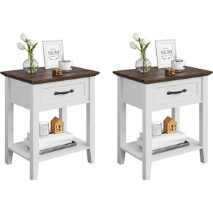 Nightstand with Drawer and Shelf, Modern Side Table with Storage for Bedroom or Living Room - 1 of 4
