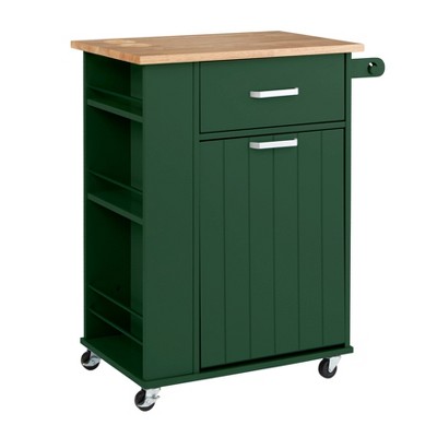 Buylateral Lima Kitchen Cart Dark Hunter Green Rubberwood Top Mdf   GUEST 5f537e6b 365e 4677 B9a8 5a48cdd66a69