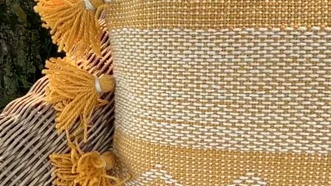 Diamond Pattern Hand Woven 14x22" Outdoor Decorative Throw Pillow with Hand Tied Tassels - Foreside Home & Garden, 2 of 9, play video