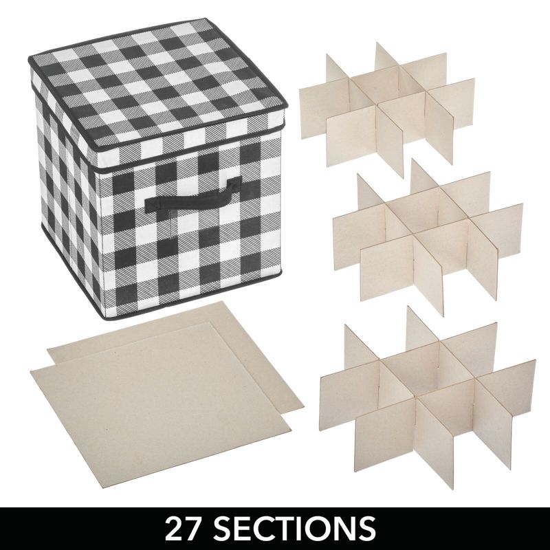 mDesign Square Gift-Wrap or Ornament Storage Box, Handles, 2 Pack, 5 of 9