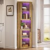 Tribesigns Farmhouse Corner Cabinet with Lights, 5-Tier Tall Storage Cabinet with 2 Doors, for Dining Room, Living Room, Kitchen, Rustic Brown - 3 of 4