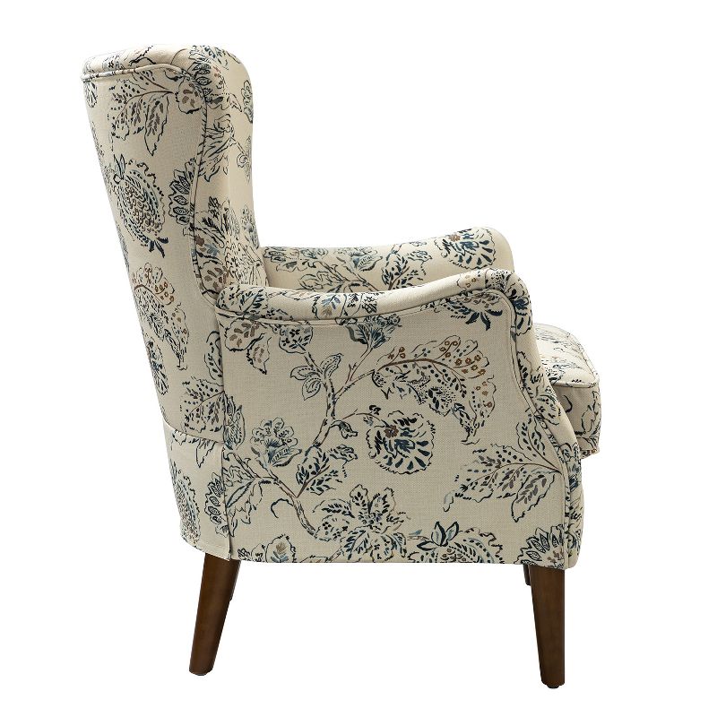 Nikolaus Comfy Living Room Armchair with Floral Fabric Pattern and Wingback | ARTFUL LIVING DESIGN, 3 of 11