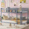Okak Twin Size Solid Wood Floor Bunk Bed with Storage Shelves & Ladder,Contemporary Bed Frame for Bedroom,Kids Room - 3 of 4