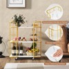 Costway 3-Tier Kitchen Storage Utility Cart Gold Rolling Bar Serving w/Lockable Casters - 2 of 4