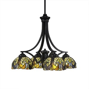 Toltec Lighting Zilo 4 - Light Chandelier in  Matte Black with 7" Ivory Cypress Art Glass Shade - 1 of 1