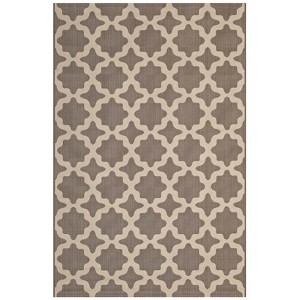 Modway Cerelia Moroccan Trellis 8x10 Indoor and Outdoor Area Rug - Light and Dark Beige,  100% Soft Polypropylene ,  Tight Low Pile Weave - 1 of 4