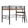Bellemave Metal Full Size Loft Bed with LED, Built-in Desk, Storage Shelf and Ladder, Black - 3 of 4