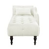 Beautyolove 60.6" Velvet Chaise Lounge Buttons Tufted Nailhead Trimmed Solid Wood Legs with 1 Pillow,White - 4 of 4