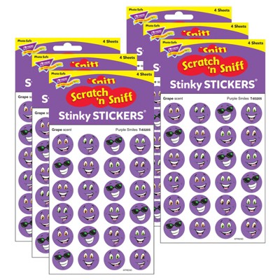 TREND Purple Smiles/Grape Stinky Stickers®, 96 Per Pack, 6 Packs