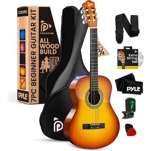 Pyle Classical Style 3/4 Scale Guitar Kit (PGACLS82BB) - 36'' Acoustic, Sunburst Finish, Starter Kit - 1 of 4