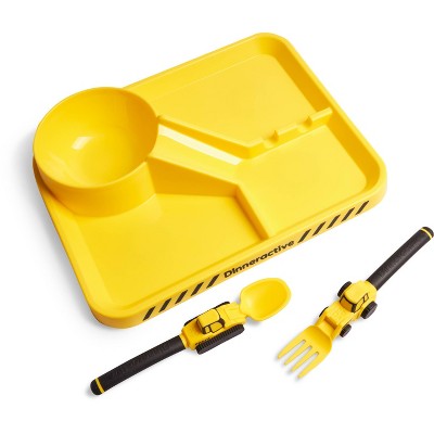 Image of 3pc Plastic Construction Dinnerware Set Yellow - Dinneractive