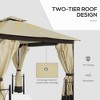 11' x 13' Patio Gazebo, Double Roof Outdoor Gazebo Canopy Shelter with Netting & Curtains, Steel Corner Columns for Garden, Lawn and Deck - 4 of 4