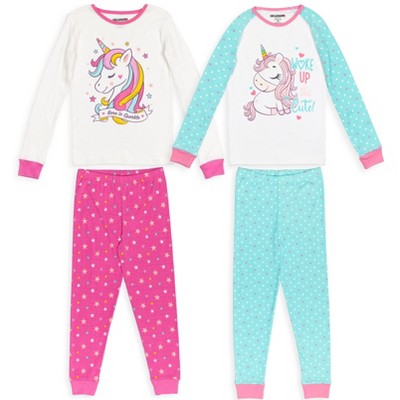 Dreamwave Unicorn Little Girls Cotton 4 Piece Pajama Pant Set 7