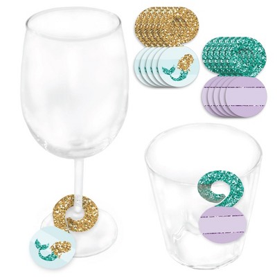 Big Dot of Happiness Let’s Be Mermaids - Baby Shower or Birthday Party Paper Beverage Markers for Glasses - Drink Tags - Set of 24