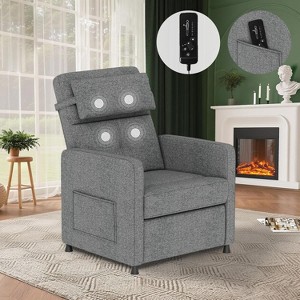 Power Recliner with Massage & Heat, Electric Ergonomic Chair with Overstuffed Tall Back, Padded Seat, 2 Side Pockets & USB Port - 1 of 4