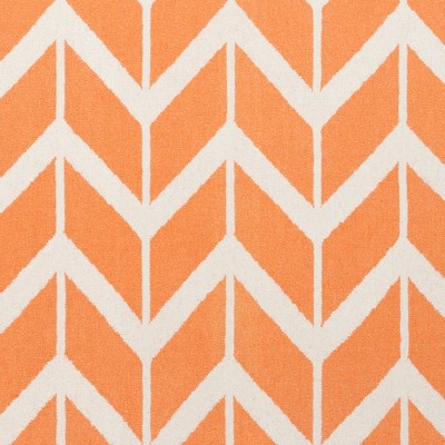 Bright Orange and Cream Hand-knotted Wool Area Rug 2' x 3'