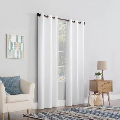 White Polyester Room Darkening Grommet Curtain Panel