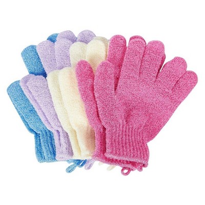 Juvale 4 Pack Exfoliating Gloves, Shower Scrub Wash Mitts, Bath Gloves for Spa